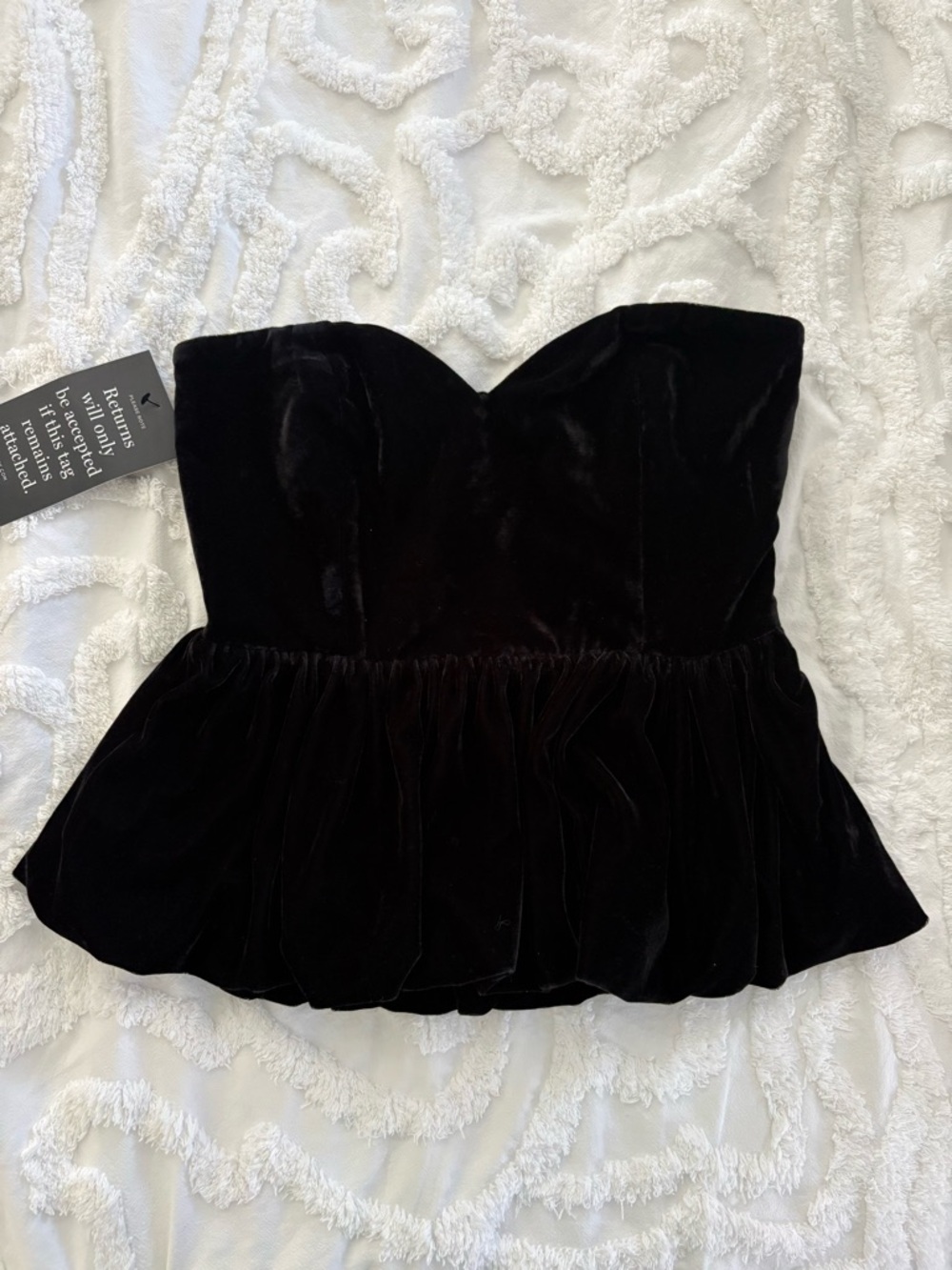 Tuckernuck Hyacinth House Black Velvet Strapless Peplum Top NWT Medium